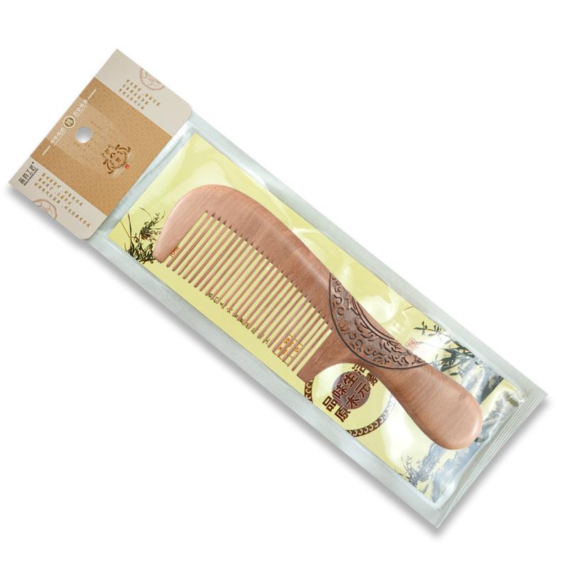 Carved Paulownia Wood Comb with Floral Design for Hair Care and Styling