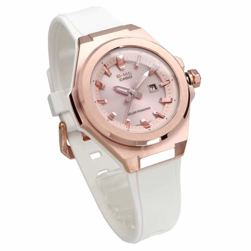 Casio Baby-G Women's Analog Metal Solar Watch G-MS White Rose Gold MSG-S500G-7A2