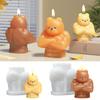 3D Birthday Bear Aromatherapy Candle Mold DIY Cute Muscle Bear Abdominal Muscle Gypsum Mold for Birthday Gift Cake Candle Decor