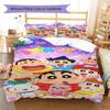 Anime Crayonshinchan Pattern Bedding Set Quilt Cover Pillowcase Home Decor Gift (1 * Duvet Cover + 2 * Pillowcase, Without Core)