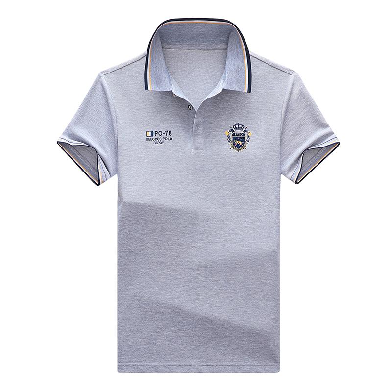 Trend Hub New Men's Casual Embroidery Short Sleeve Polo Shirt Fashion Solid Color Top