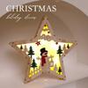 Christmas Tree Wooden Light Up Ornament With Snowman Design For Holiday Decor