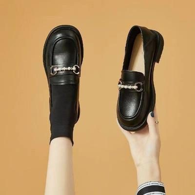 Loafers Women's Summer and Autumn Soft Sole 2025 New Square Heel Single Shoes with Skirt British Small Leather Shoes Casual Women's Single Shoes