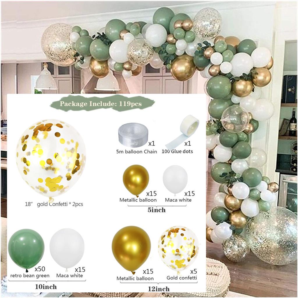 Bean Paste Green Latex Decorated Balloon Chain Package Decorated Wedding Avocado Party Vintage Bean Paste Green