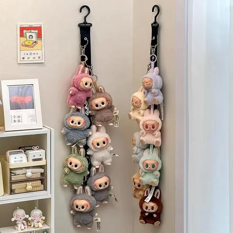 For Labubu Storage Rope With 8 Clips Wall Hanging Plush Doll Pendant Holder Door Closet Organizer for Labubu Collections