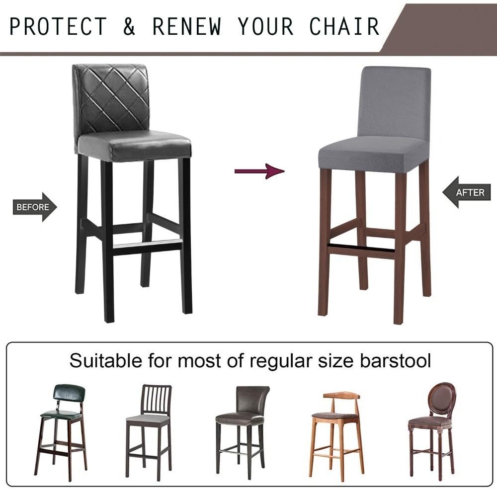 Durable Short Back Bar Chair Cover Jacquard Elastic Stretch Slipcovers Waterproof Dustproof Chair Protectors Household