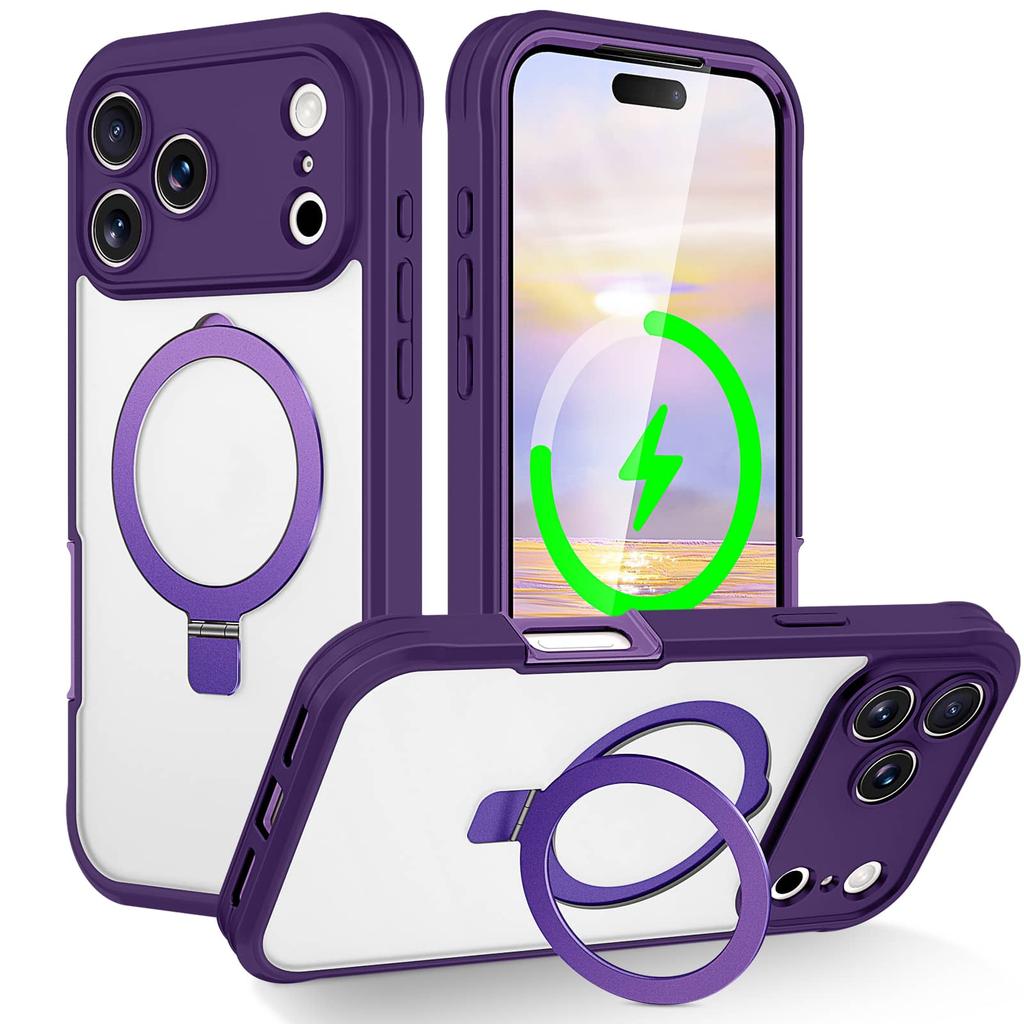 For iPhone 17 Pro Max Air Full Body Shockproof Case with Invisible Stand [Compatible with Magnetic] Built-in Screen Protector