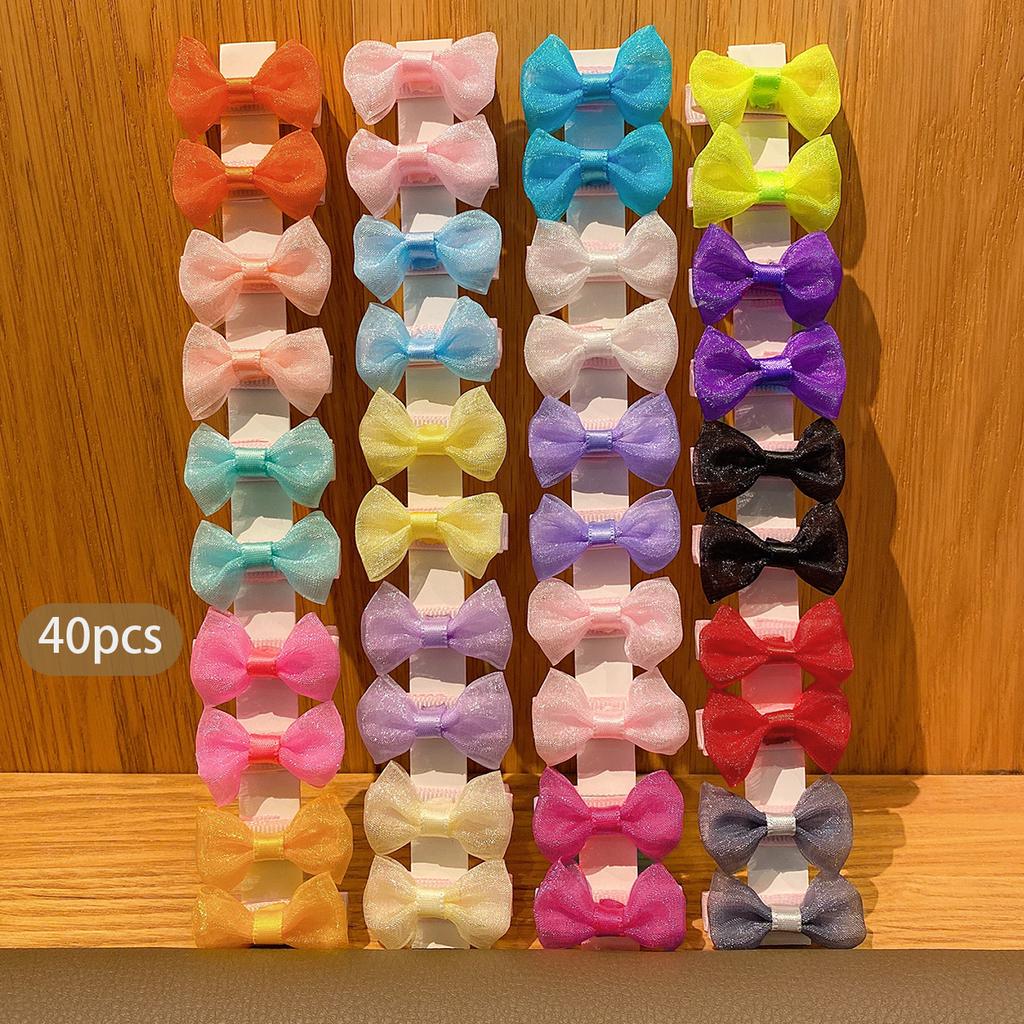 40 colorful random fabric hair clips with cute bows suitable for daily use as hair accessories