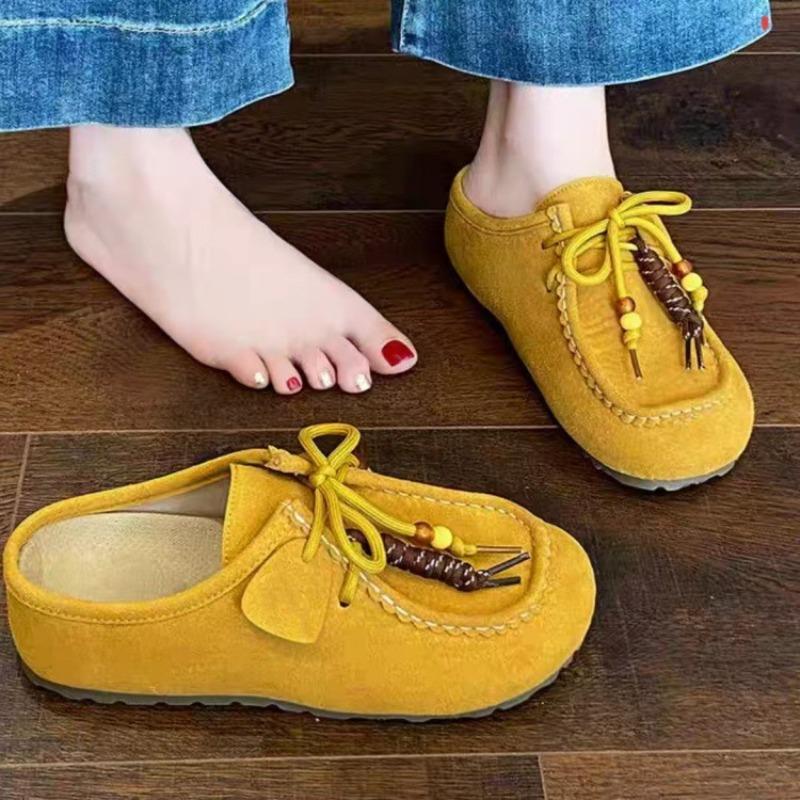 Thick-soled inner height-increasing bag head half slippers women's outer wear autumn new one-pedal Boken slippers
