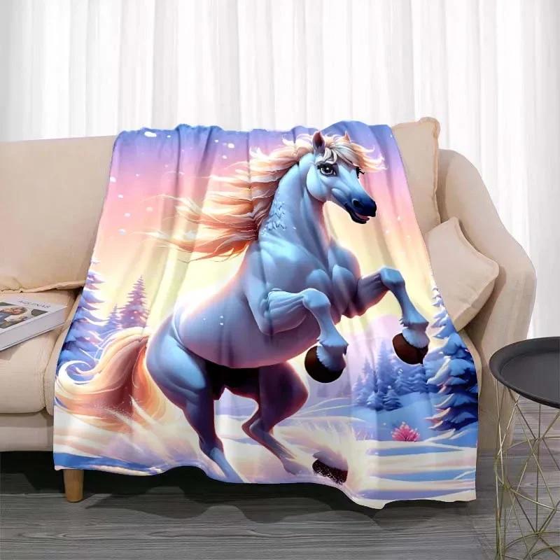 3D Tier Pferdemuster Heimdecke Einhornmuster Schlafzimmer Wohnzimmer Dekoration Picknickdecken für Kinderzimmer Bett Geschenk