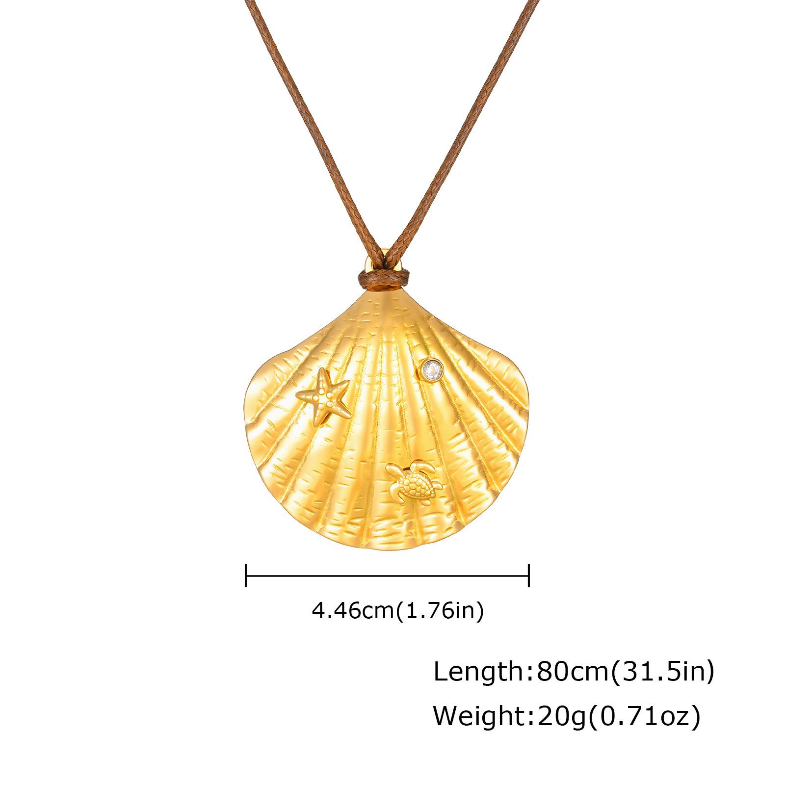 Summer Seaside Vacation Women S Essential Accessories, Ocean Wind Shell Wax Rope Necklace, Stainless Steel Jewelry 2652 золотой