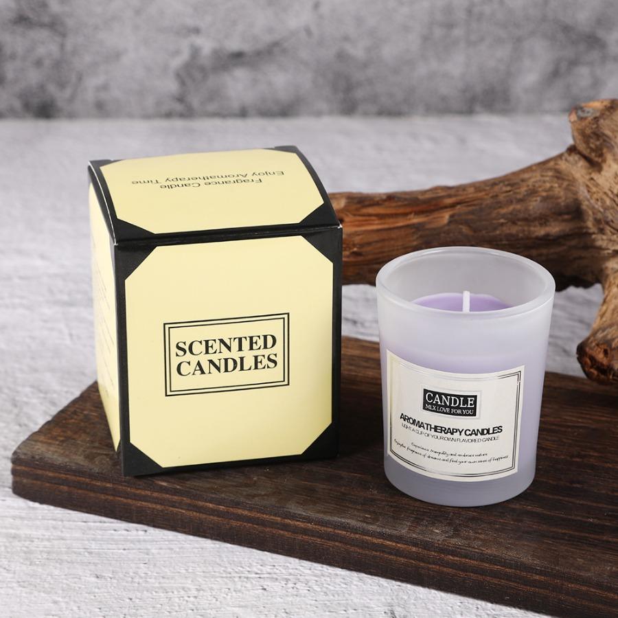 1pc 50g Three color glass cup aromatherapy candle, smokeless fragrance, soy wax fragrance candle with hand gift