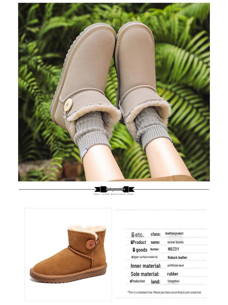 Trendy Women's Cowhide Snow Boots - Cute, Non-Slip, Thickened, Short-Tube for Autumn/Winter