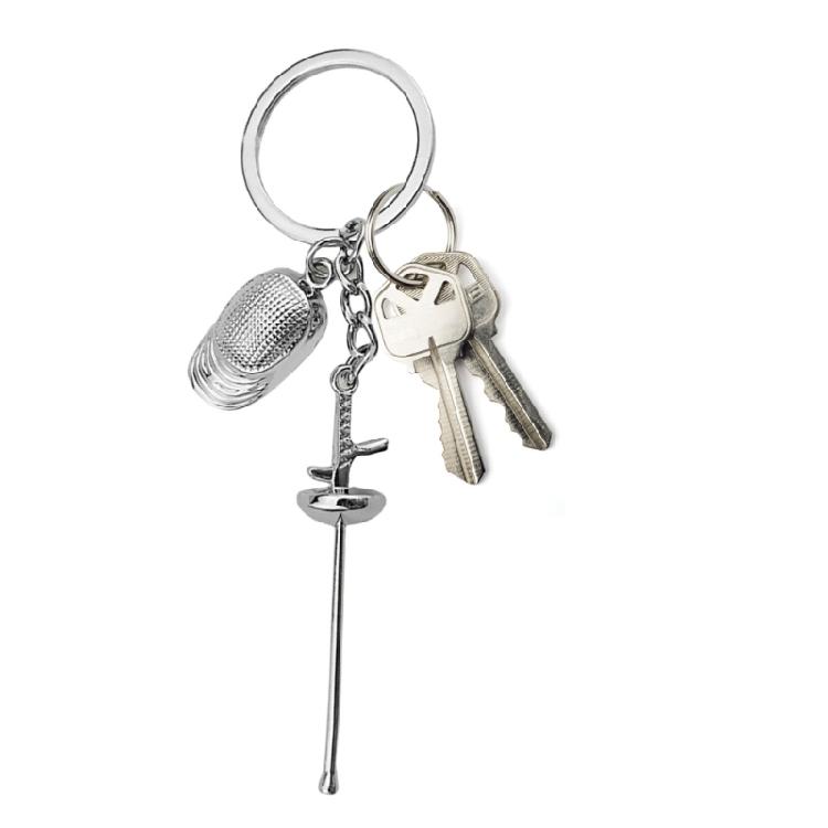 Pocket Sized Collectible Metal Keyring Pendant Handmade Zinc Alloy Keychain Bag Ornament for Fencing Sport Admirers