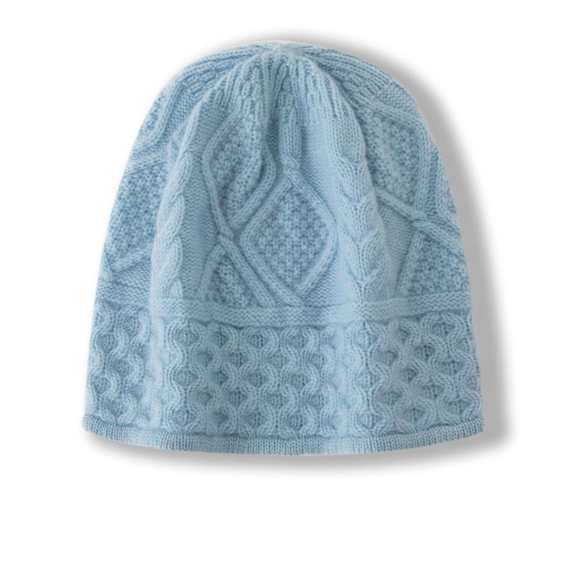 Women 100% Pure Cashmere Beanie Hat Cable Knit Pattern Winter Warm Soft Slouchy Skullies Cap Cold Weather Accessory