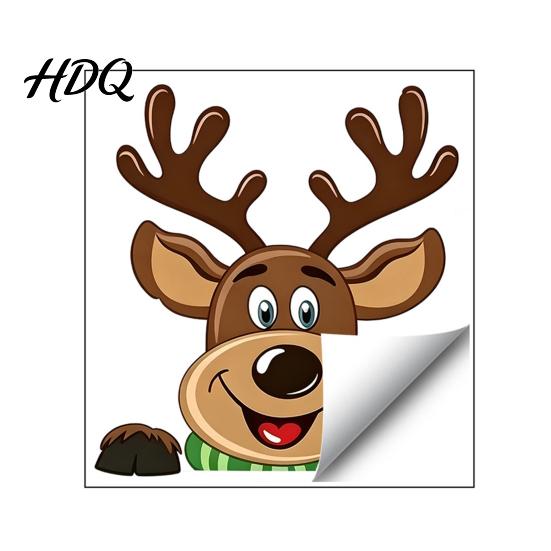 Holiday Window Clings Christmas Static Clings Peeking Santa Reindeer Stickers Xmas Party Supplies No‑Glue Cartoon Decals for Indoor‑Outdoor