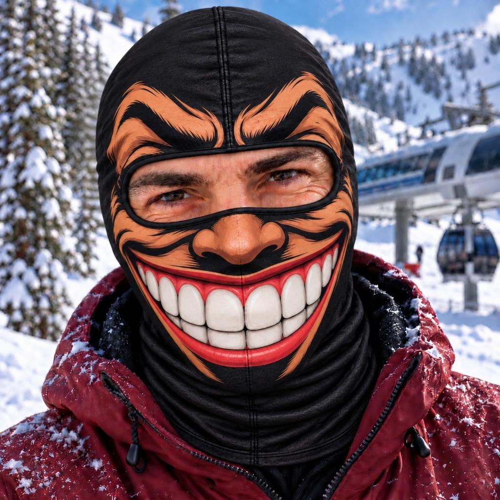Gorro Bufanda de Esquí Divertido con Estampado 3D de Invierno para Hombres, para Deportes al Aire Libre