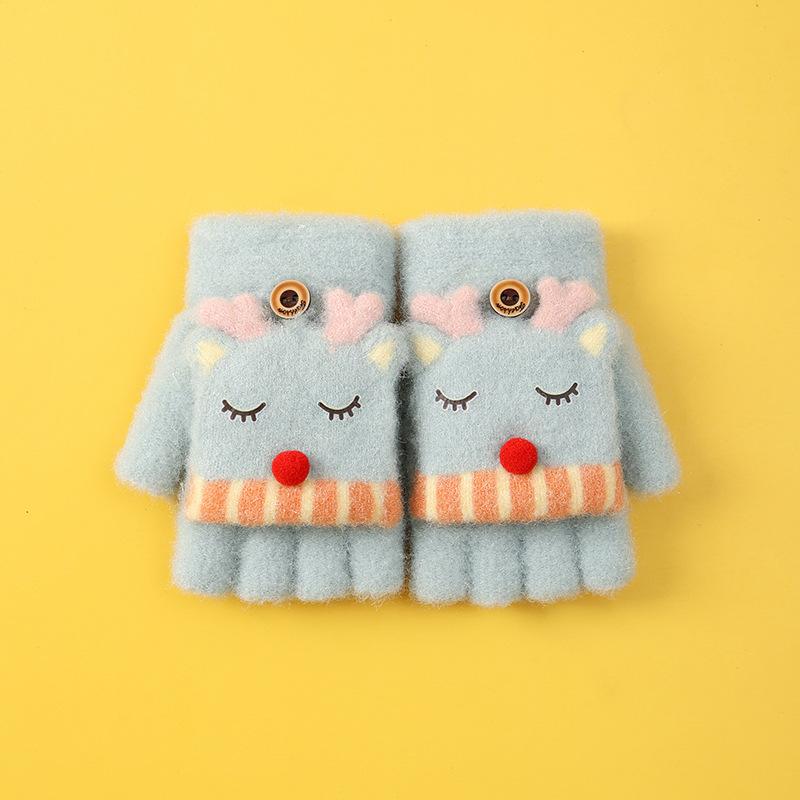Xuehuaxius neue Kinder-Thermohandschuhe, niedliche Elch-Studenten-Strick-Cartoon-Klapp-Weihnachtshandschuhe im Großhandel