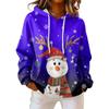 Women's Loose Comfortable Casual Fashion V-Neck Christmas Print Long Sleeve Hoodie