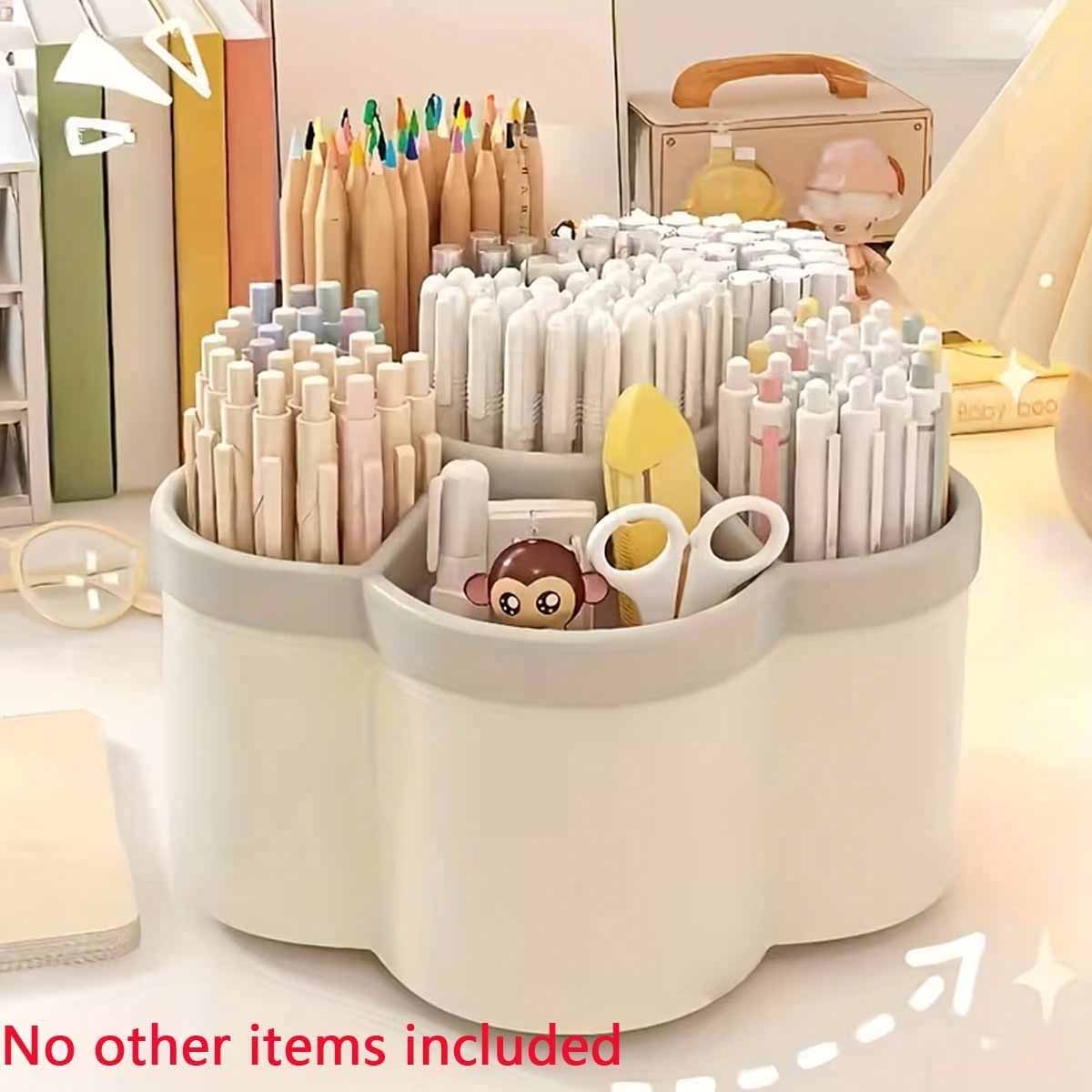

Rotating Desktop Organizer Storage Box for Makeup Brushes Pens Accessories Ideal for Office Bathroom Vanity Home Organization білий