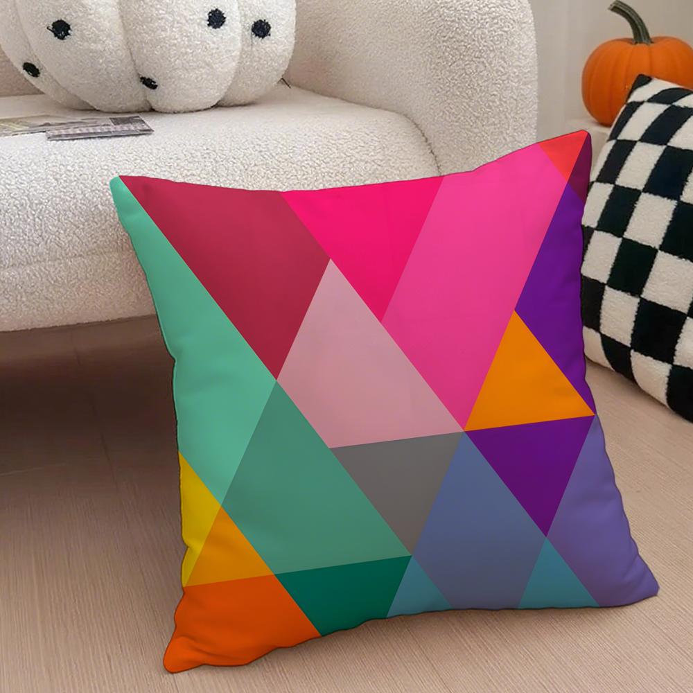 Abstract Color Blocks Pillow Minimalist Art Cushion Cover Throw Pillow Cover Hidden Button Durable Polyester Chair Cushion