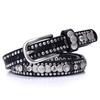 Ethnic Style Retro Rivet Leather Belt with Rhinestone Inlays for Women