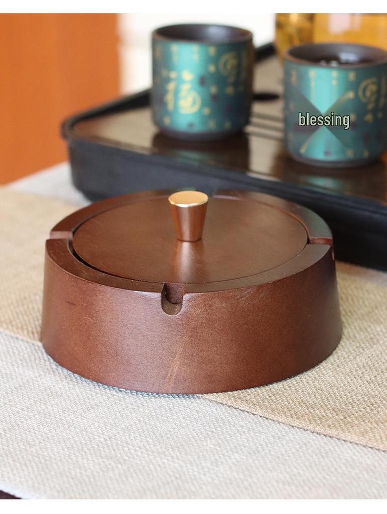 Modern Chinese Anti-Fly Ash Wooden Ashtray for Home or Office