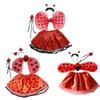 4Pcs Lady Bugs Costume Star Wands Tutus Skirt Ladybird Wing Ladybird Headbands Fancys Dress Up Outfit Ladybird Suit Kids