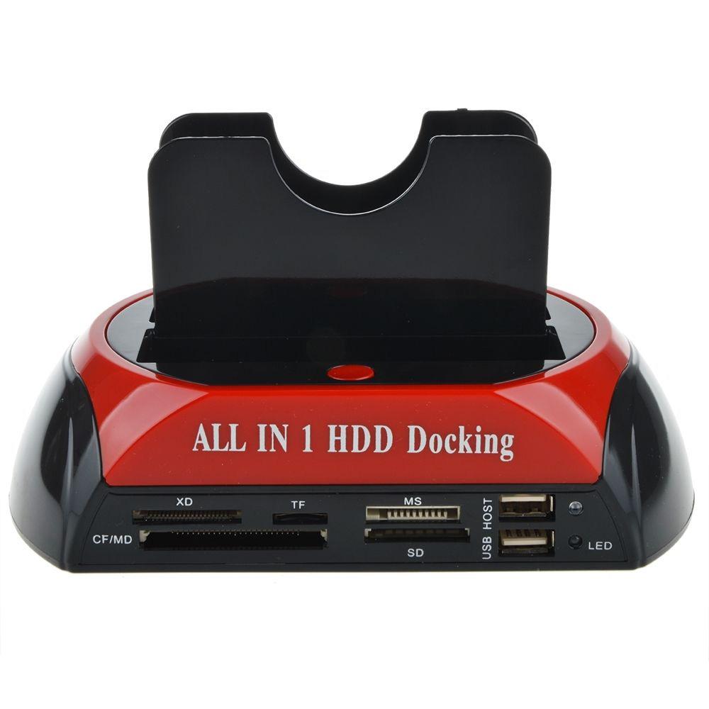 IDE/SATA Externe Festplatten-Dockingstation 2 Einschübe 2,5" 3,5" HDD UK SD-Karte