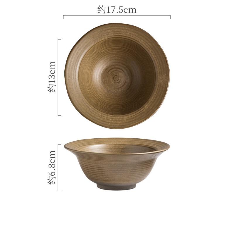 

Japanese Ceramic Salad Bowl Retro Straw Hat Bowl Large Household Soup Bowls Personal Use Bowl Tableware Kitchen Utensils