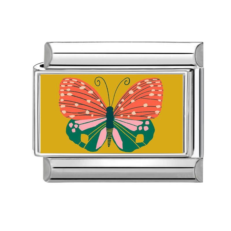 New Brilliant Colorful Flower Butterfly Series Italian Charm Links Fit 9mm Stainless Steel Bracelet Women Men DIY Making Jewelry