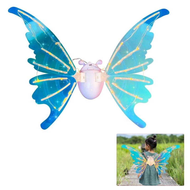 Moving Butterfly Wing with LED Lights Costume Accessory for Birthday Halloween Ornament Handmade Cosplay Accessories