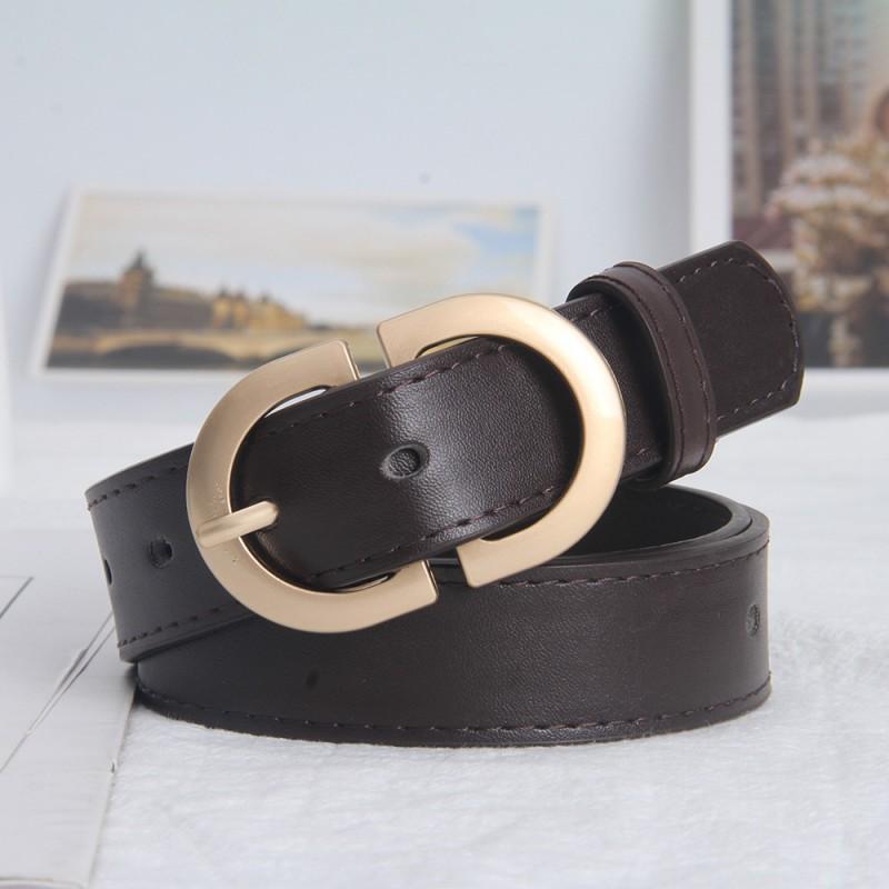 Womens Minimalist PU Leather Belt With Double D Buckle Adjustable Waistband Jeans Office Casual Wear