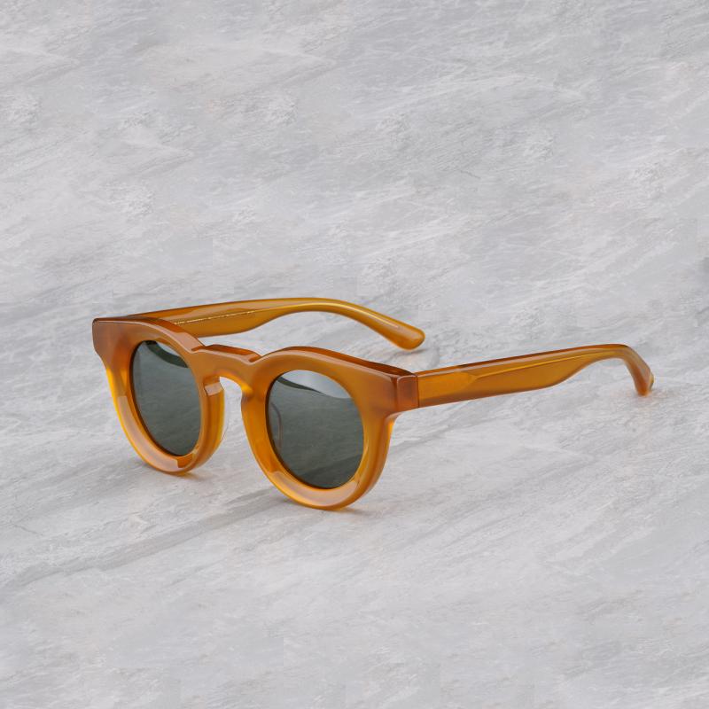 

Круглые солнцезащитные очки европейского и американского бренда Tide с утолщенной пластиной, ретро индивидуальный дизайн, янтарно-желтые уличные поляризационные 242