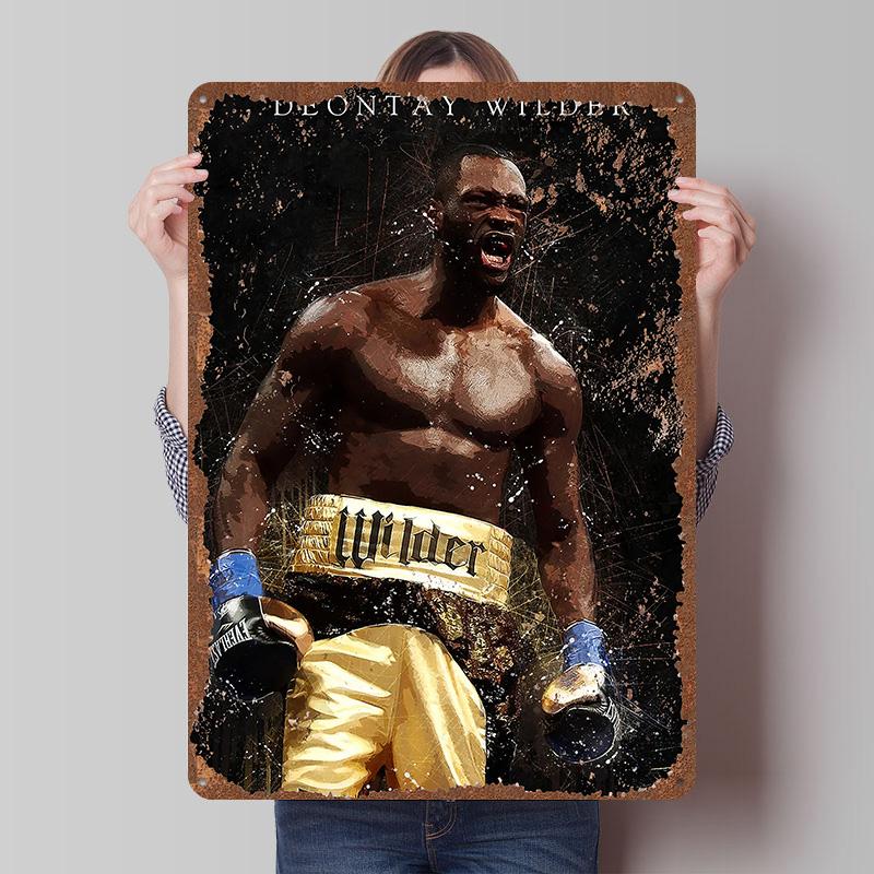 Deontay Wilder Boxer Metal Posters Custom Vintage Metal Signs Wall Art Tin Plaque for Man Cave Bedroom Decorations Home Decor