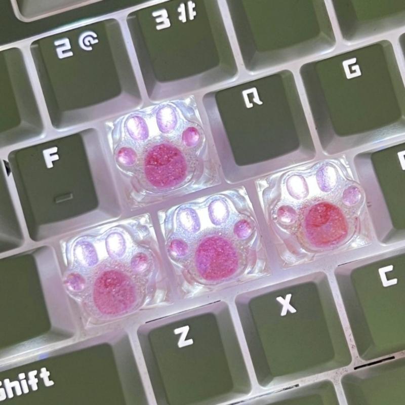 Color Resin Kitten Claw Keycap for Mechanical Keyboards Perfectly Gift for Gamers and Keyboard Customizers