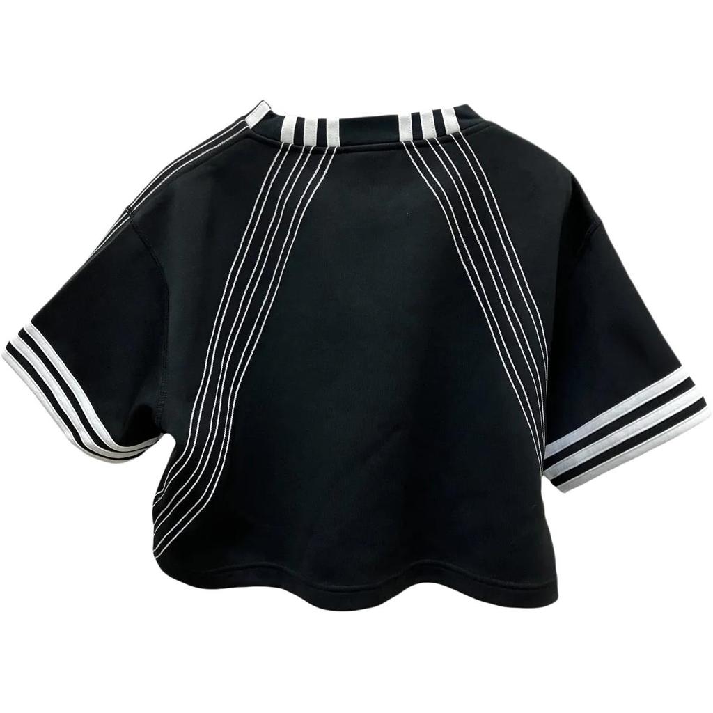 adidas Camiseta de cuello redondo a rayas con logo invertido Originals x Alexander Wang Tops para mujer Negro BR9215