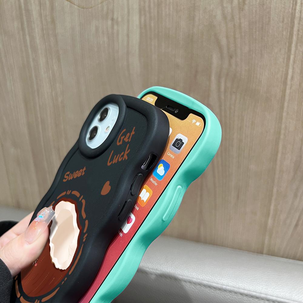 Painted Pattern Big Wave Edge Soft Silicone Material Macaron Phone Case Shockproof Protective Rubber Casing for iPhone Huawei Honor Infinix Tecno