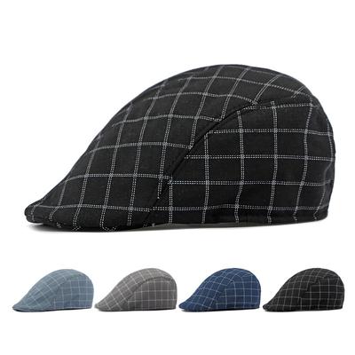 Men Spring Summer Plaid Beret British Vintage Forward Cap Newsboy Caps Flat Cap Driver Ivy Hat Gatsby Painters Hats