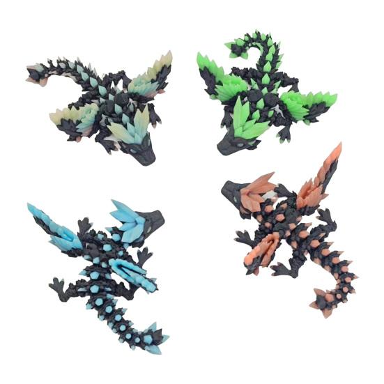 3D Printed Dragon Figurine Glow-in-the-dark Flying Dragon Fidget Toy with Articulated Dragon Decoration Movable Joints Luminous