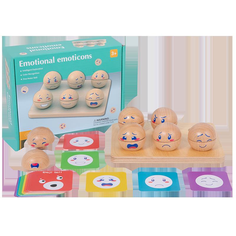 

Wooden Children s Table Games Emotional Expression Ball Toys Parent-Child Interaction Fun Puzzle Hands-on Expression Matching