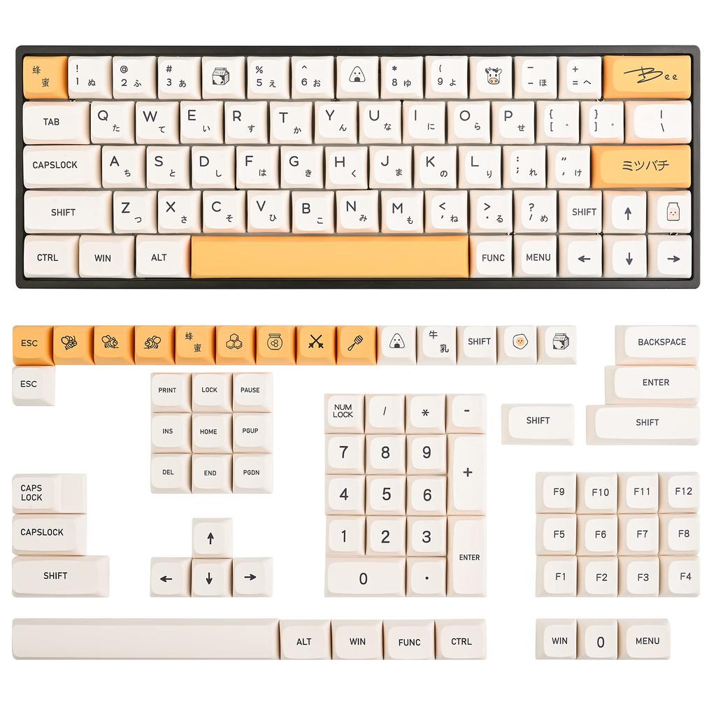 XDA Profile PBT Keycaps 60%, 140 Keys Custom Gaming Keycaps for ANSI US and Layout Dye-Sublimation Cherry Gateron MX Switch Mechanical Keyboards