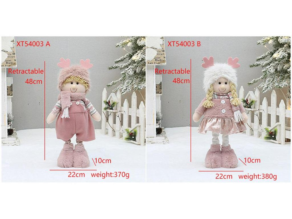 Pink Long Plush Boy and Girl Dolls for Christmas Decor