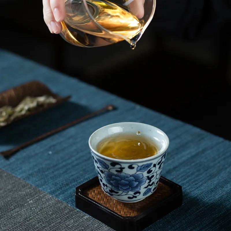 Jingdezhen Blue and White Porcelain Tea Cup Porcelain KungFu Teacup Fragrance-Smelling Cup Single Bowl Master Cup Bowls