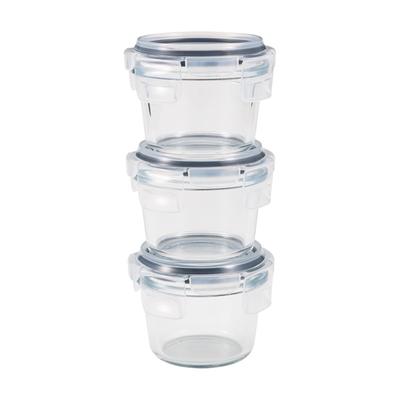 CB Japan Glass Storage Container 150ml Round Set of 3 Prepared Food Freezer Microwave Safe Dishwasher Safe Boiling Water Disinfection Safe Glass Mini