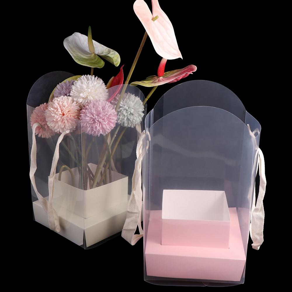 Paper Box Handheld Flower Box Transparent Flower Bag Romantic Bouquet Wrapping Bag  Weding Party