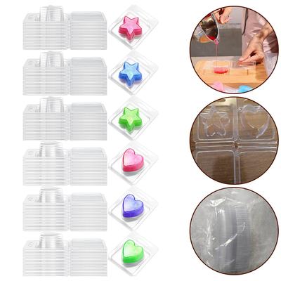 Lot de 100 moules à fondre en cire, en forme de coquille, pour bougies sans mèche, plateau vide en plastique, fabrication de bougies et de savon.
