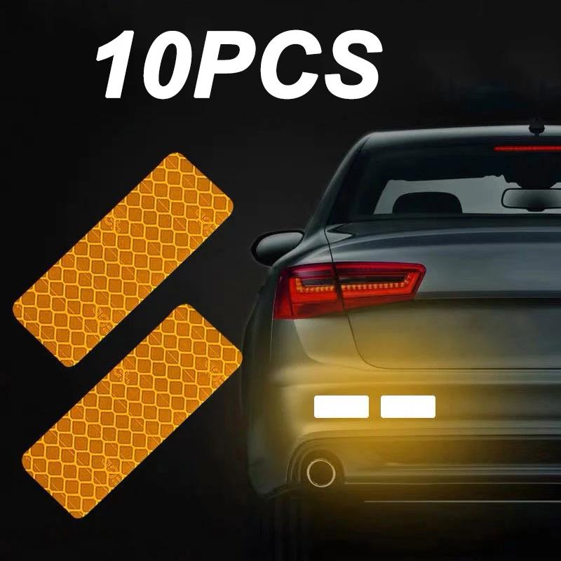 10Pcs Colorful Car Bumper Reflective Stickers Secure Reflective Warning Strip Tape Sticker Decals New Arrival Auto Styling Decal