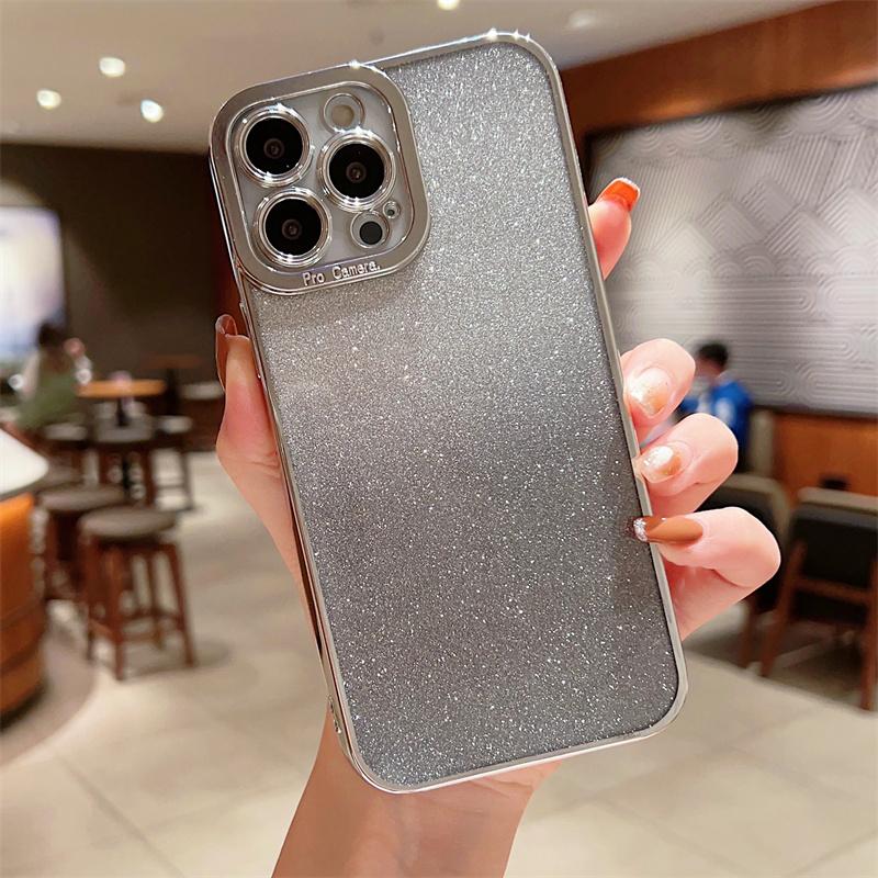 Gradient Glitter Electroplated Clear Phone Case For iPhone 14 13 12 11 Pro Max 7 8 Plus SE  Mini Soft Cover