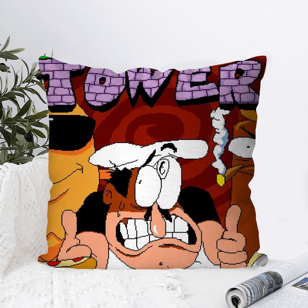 P-Pizza Tower Game Pillow Case Square Pillow Bedroom Sofa Leisure Comfort Cushion Car Living Room Home Decoration
